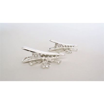 Set of 2 extra small silver flower metal alligator hair clip for fine thin hair