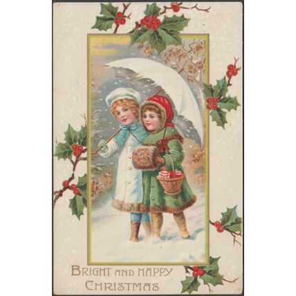 Bright and Happy Christmas, 1910 - Postcard