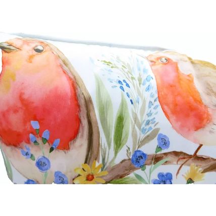 Robins on a Branch Pillow 24 CM Home Decor Gift Festive
