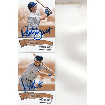 ROBIN YOUNT & GEORGE BRETT AUTO 2014 BREWERS & ROYALS HOF WORLD CHAMPION PLAYERS