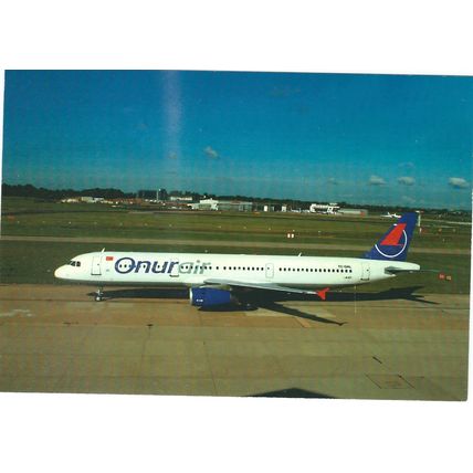 AIRBUS A321 AIRCRAFT ONUR AIR AT BIRMINGHAM AIRPORT CARD NO W158