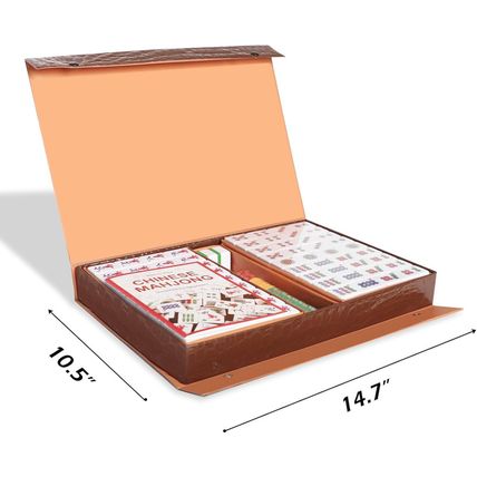 Chinese Mahjong Set, Mahjong Game Set with 146 Numbered Large Tiles (1.5", Green