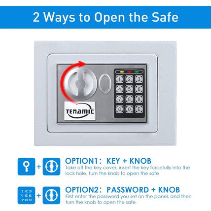TENAMIC Electronic Digital Security Keypad Lock Box - 0.23 Cubic Feet Mini Safe