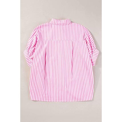 Pink Stripe Dolman Sleeve Oversize Shirt