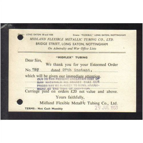 MIDLAND FLEXIBLE METALIC TUBING CO LTD ,LONG EATON,29JUL1953