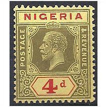 Nigeria 1923 SG24 4d Black & Red/Pale Yellow (thin) Mounted Mint ..
