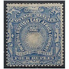 British East Africa 1890 SG18 4 Rupees Ultramarine Mounted Mint . .