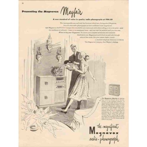 magnavox company 1946 presenting mayfair radio phonograph vintage ad