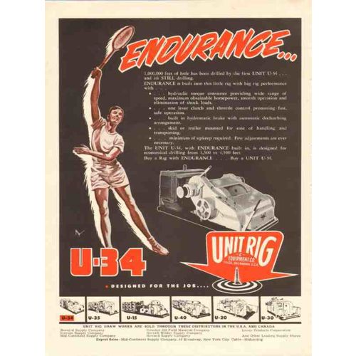 unit rig equipment company 1954 endurance u-34 oil drilling vintage ad