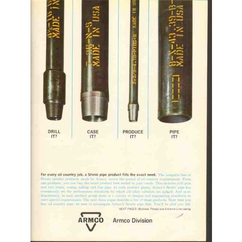 armco steel corp 1962 spang drill pipe tool joints buttress vintage ad
