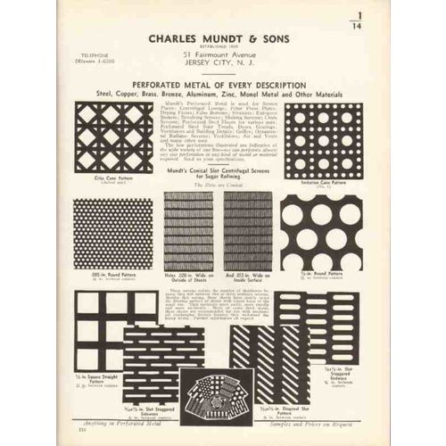charles mundt sons 1936 perforated metal steel brass vintage catalog