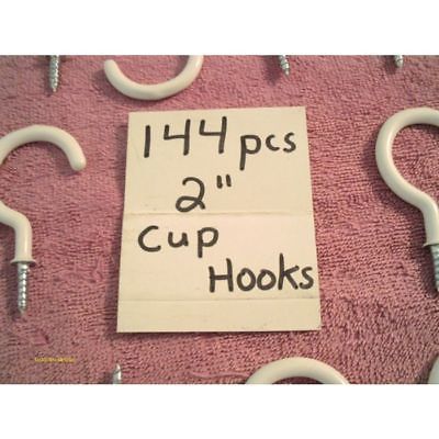 144 Piece 2 inch White PVC Cup Hooks Plant Hanger Hobbies Display Trade Shows