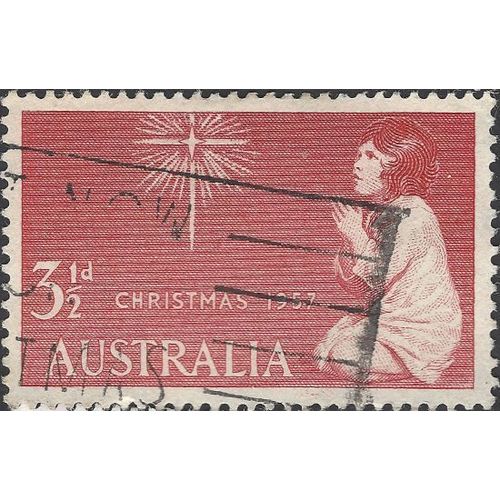 AUSTRALIA, CHRISTMAS, Prayer of a Child (Samuel, Reynolds), red 1957, 3½d, #2