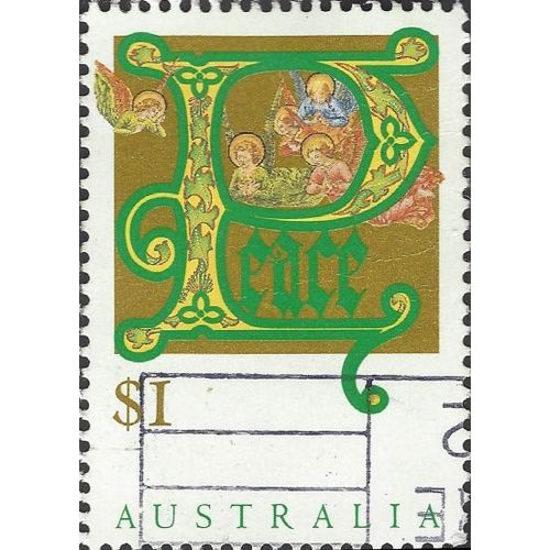 AUSTRALIA, CHRISTMAS, Peace, illuminated, green & gold 1993, $1, #4
