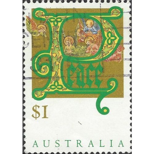 AUSTRALIA, CHRISTMAS, Peace, illuminated, green & gold 1993, $1, #2
