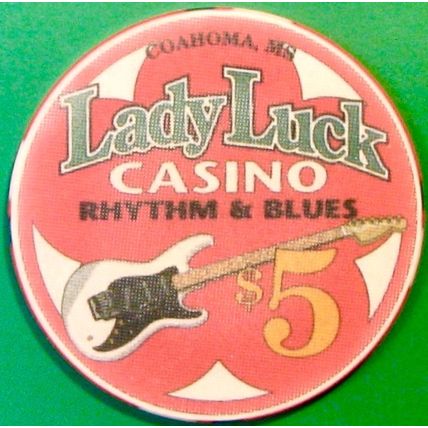 Lady Luck. $5 Casino Chip. Coahoma, MS. X88.
