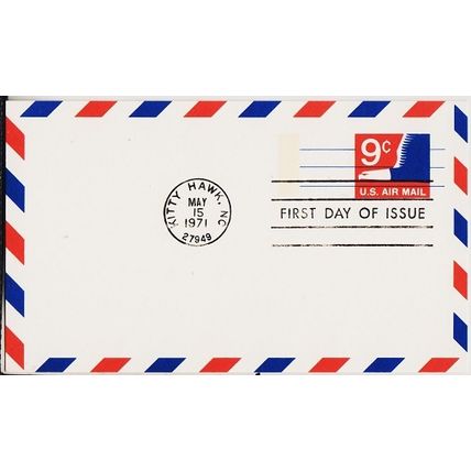 USA. FDC Postal Card. 9c Air Mail. Pre-Stamped. Used