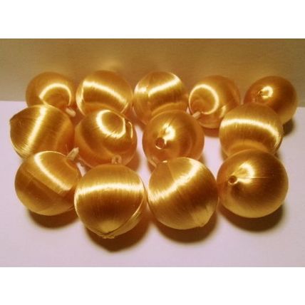 Vintage Lot of 13 2" Gold Satin Christmas Bulbs