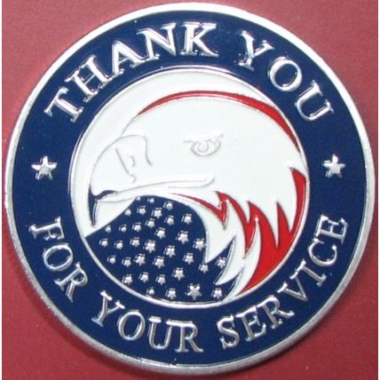 Thanks For Your Service. Casino Card Guard, Challenge Coin. Silver Tone. 30.