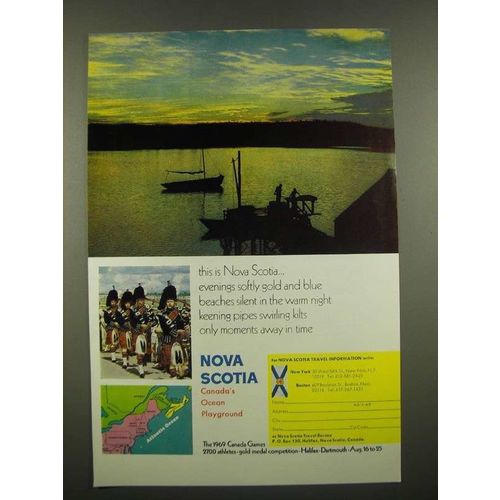 1969 Nova Scotia Canada Ad - Evenings Softly Gold and Blue