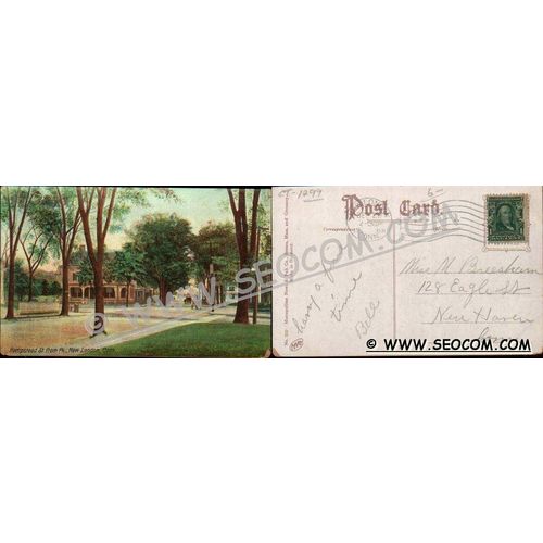 CT New London Postcard Hempstead St From Pk Street Scene Intersection w/Ho~2199