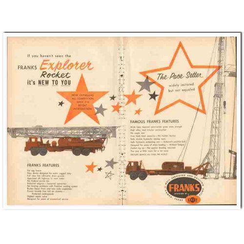 CABOT SHOPS INC 1959 Franks Explorer Rocket pace setter oil vintage ad