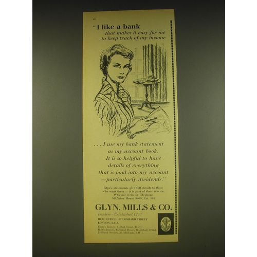 1963 Glyn, Mills & Co. Ad - I like a bank that makes it easy for me