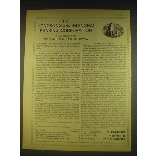 1963 HSBC Hongkong and Shanghai Banking Corporation Advertisement
