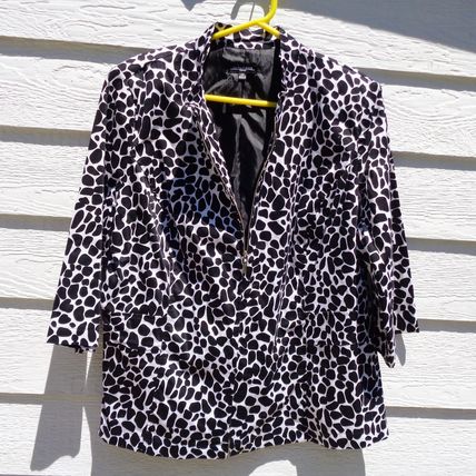 Notations Black White Zipper Blazer Jacket Top 2X 48 Chest Body Seams