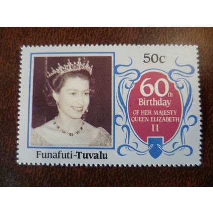 Tuvalu Funafuti 1986 60th Birthday of Queen Elizabeth II 50c mint stamp