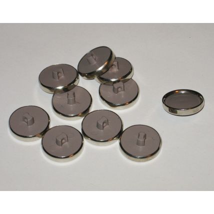 DD10 Dark Tan Shank Button Silver Band 3/4 Round 10 Pieces Sewing Crafting