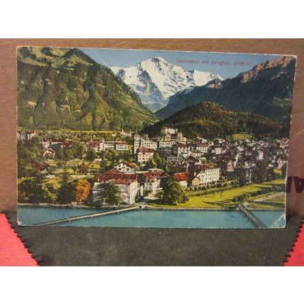 JUNGFRAU mountain and INTERLAKEN, SWITZERLAND unused postcard #