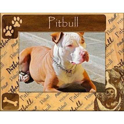 Pitbull Laser Engraved Wood Picture Frame (5 x 7)