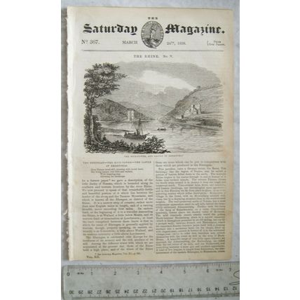 1838 The Saturday Magazine No. 367 Rhine, plagues Egypt, lead pencil, magnolia