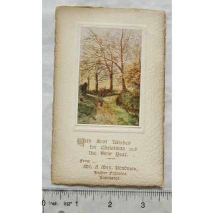 Vintage: Christmas card - country lane - Readman, Higher Foxholes