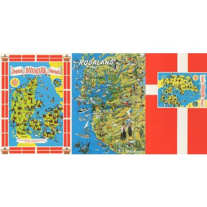 Rogaland Map Norway 3x Postcard s
