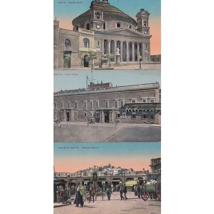 Malta The Royal Palace Musta Doma Mercato Marina Markets 3x Old Postcard s