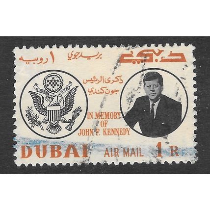 DUBAI 1964 JFK KENNEDY JOHN MEMORIAL 1R USED AIR MAIL