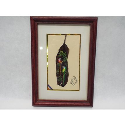 Unique Original Painting on a Feather Parrot By Elizabeth - Costa Rica