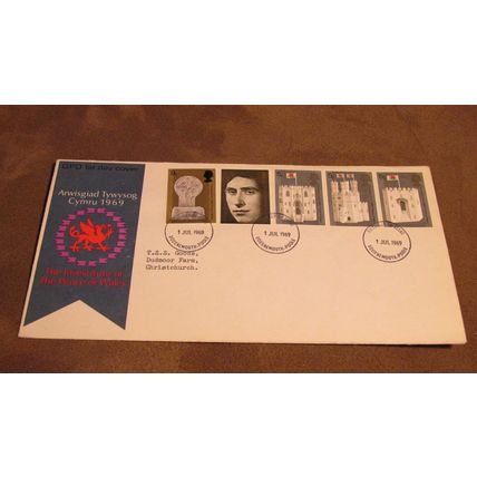 1969 FDC Cover - Prince, King Charles Investiture, Carnarvon Castle - Poole fr