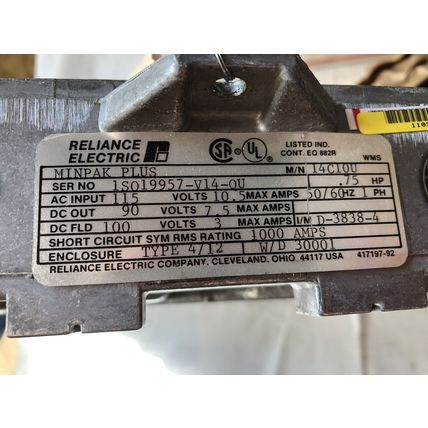 RELIANCE ELECTRIC 417197-49,14C10U MINPAK PLUS DC DRIVE,3/4HP,90VDC TACH FDBK,DH