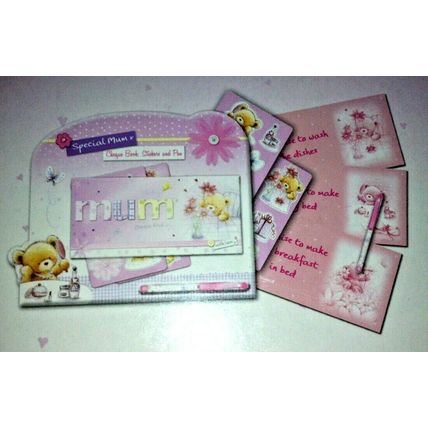 An Ideal Novelty Gift For Children of All Ages - Cheque Book, Pen & Sticker Set
