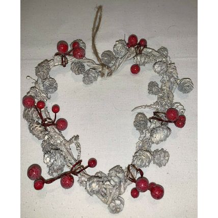 Medium White Frosted Heart Wall Hanging Christmas Feel Wedding Wreath