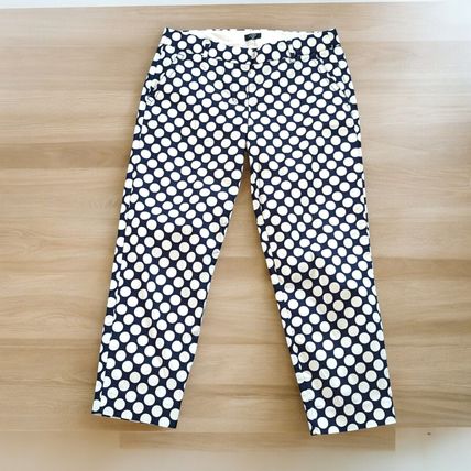J.Crew Polka Dot Cropped Pants City Fit Size 4 Navy Blue White Cotton Blend