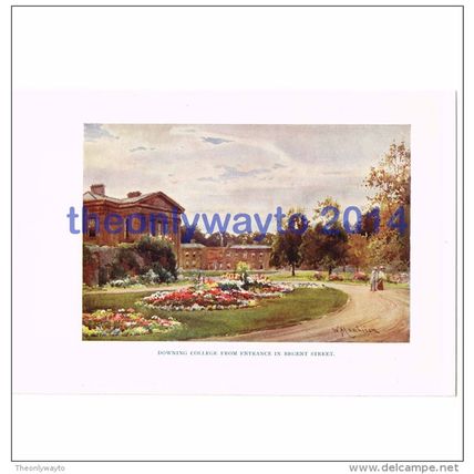 Downing College fromRegent St Entrance, Cambridge, England, Book Illustration (P