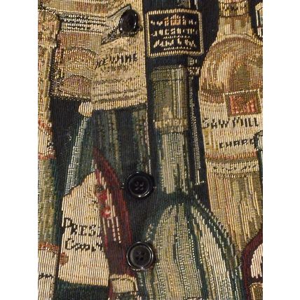 VTG YK "York" Mens Vest Multicolor XL French Wine Bottle Tapestry - Button Front