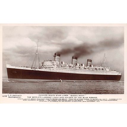 Cunard White Star Liner "Queen Mary" : Hoffmann postcard 1272