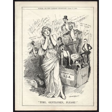 TIME, GENTLEMEN, PLEASE! 1913 Leonard Raven-Hill PUNCH CARTOON PAGE