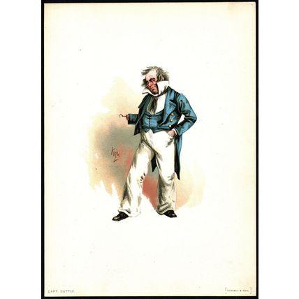 CAPTAIN CUTTLE 1889 JOSEPH CLAYTON CLARKE ‘KYD’ Dombey and Son VICTORIAN CARTOON