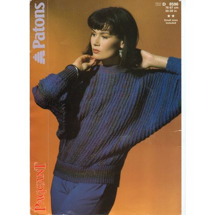 Patons 8596 Lady's dolman sweater Knitting pattern